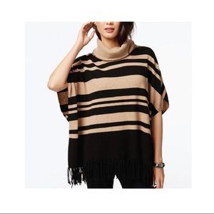 Cashmere ✨Charter Club Luxury Stripe Fringe Poncho